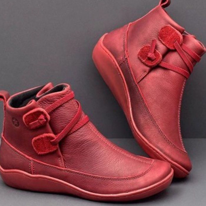 Women Vintage Round Toe PU Lea - огляд і ціна Vintage Fashion Boots