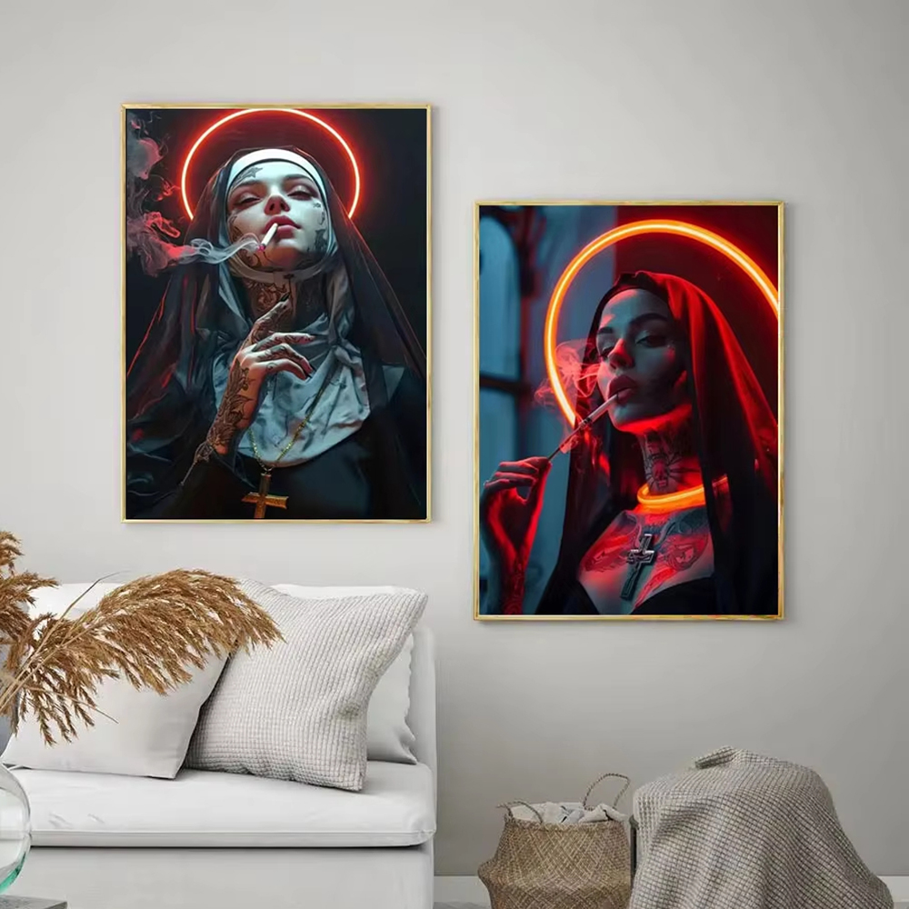 Fashion Girl Tattoo Nun Canvas - огляд і ціна Vintage Fashion Photos