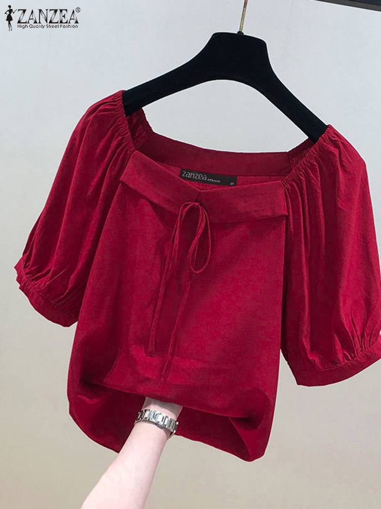 ZANZEA Korean Style Solid Blou - огляд і ціна Vintage Fashion Style Female