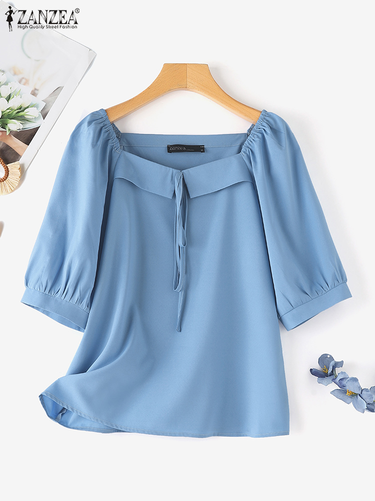 ZANZEA Korean Style Solid Blou - огляд і ціна Vintage Fashion Style Female