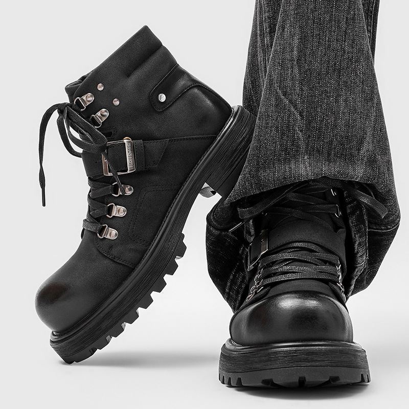 Brand Men Leather Boots Motorc - огляд і ціна Vintage Fashion Boots
