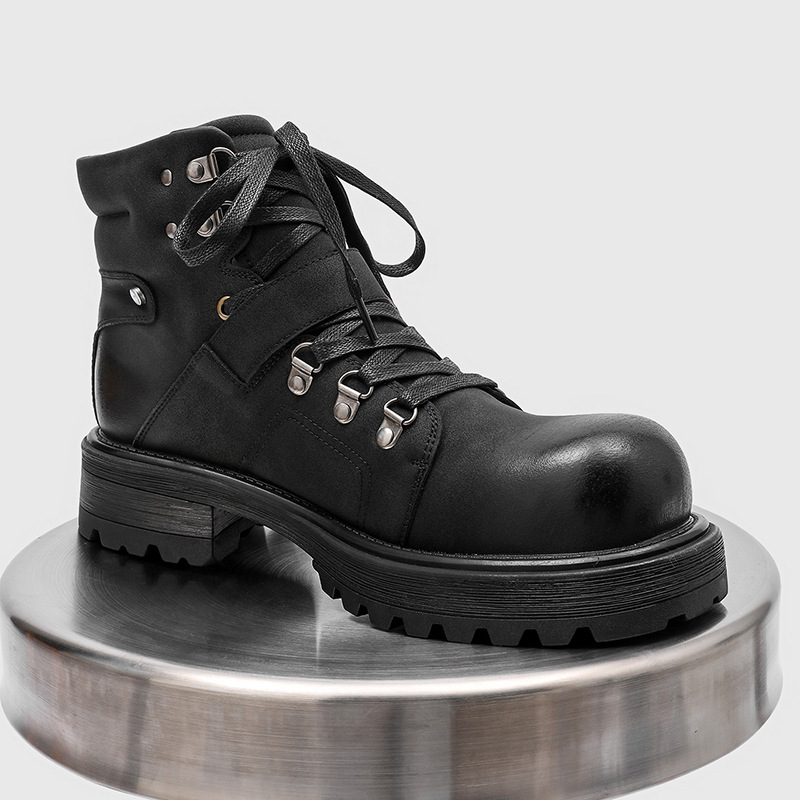 Brand Men Leather Boots Motorc - огляд і ціна Vintage Fashion Boots