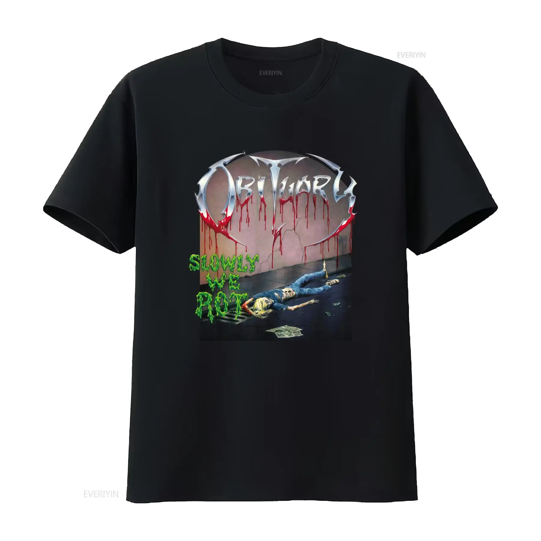 OBITUARY Slowly We Rot Print T - огляд і ціна Vintage Fashion Obituaries